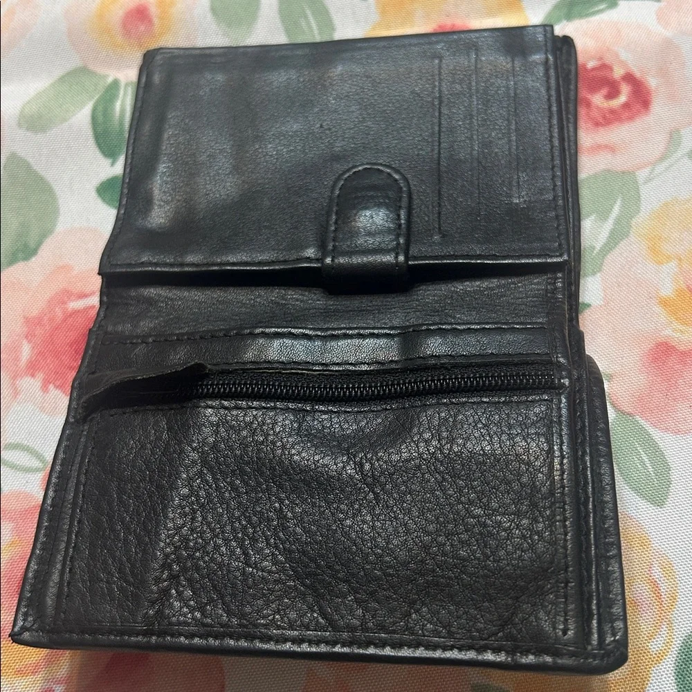 Black Leather Bifold Wallet butter soft broke in